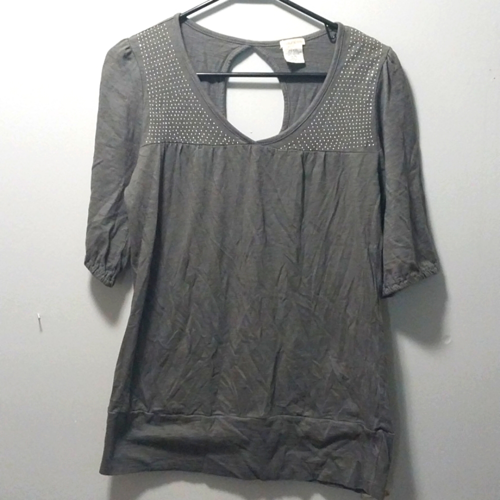 Maurice's gray blouse with silver studding Extra Large